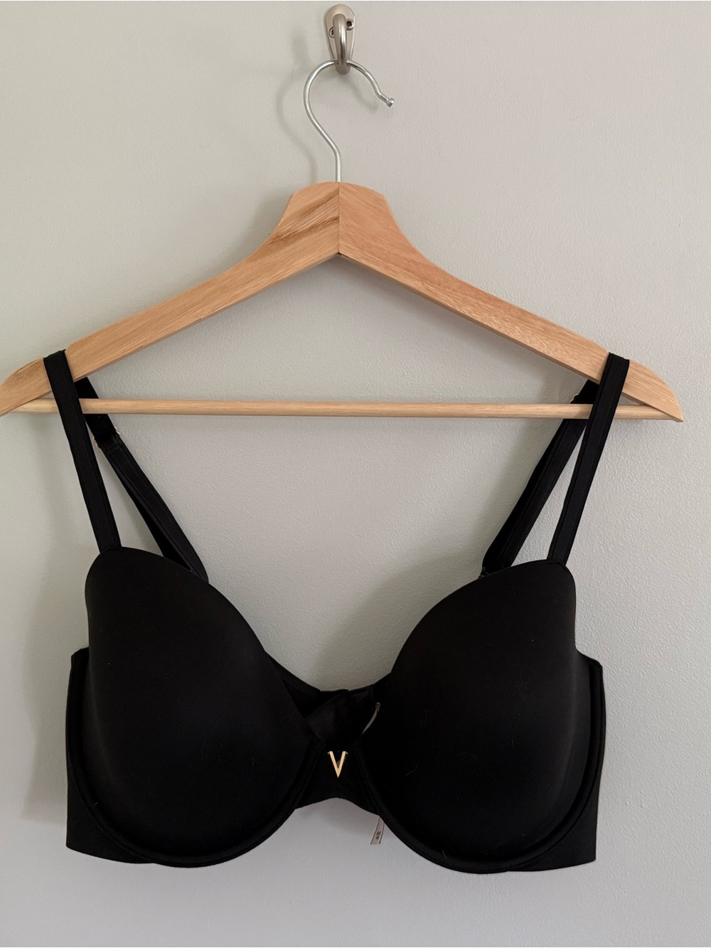 Victoria's Secret Black Lined Demi Bra with Convertible Strap Underwire 36 DD